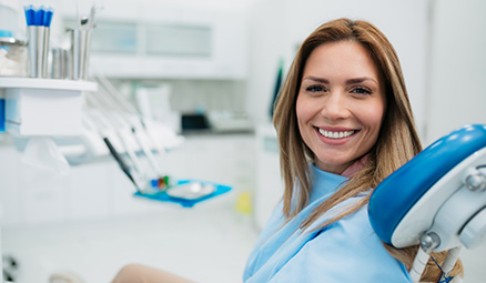 smiling woman at the dentist