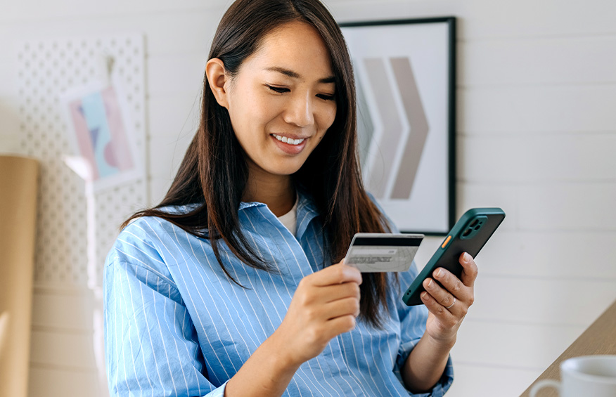 woman paying bill online