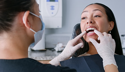 woman in dental exam
